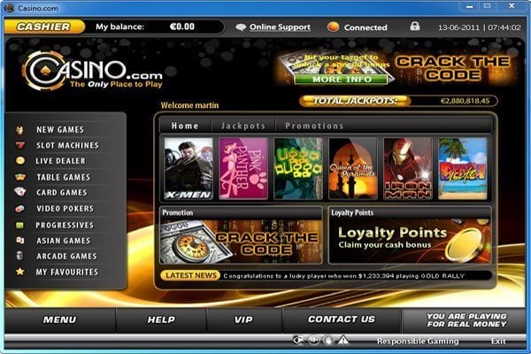 Casino.com lobby